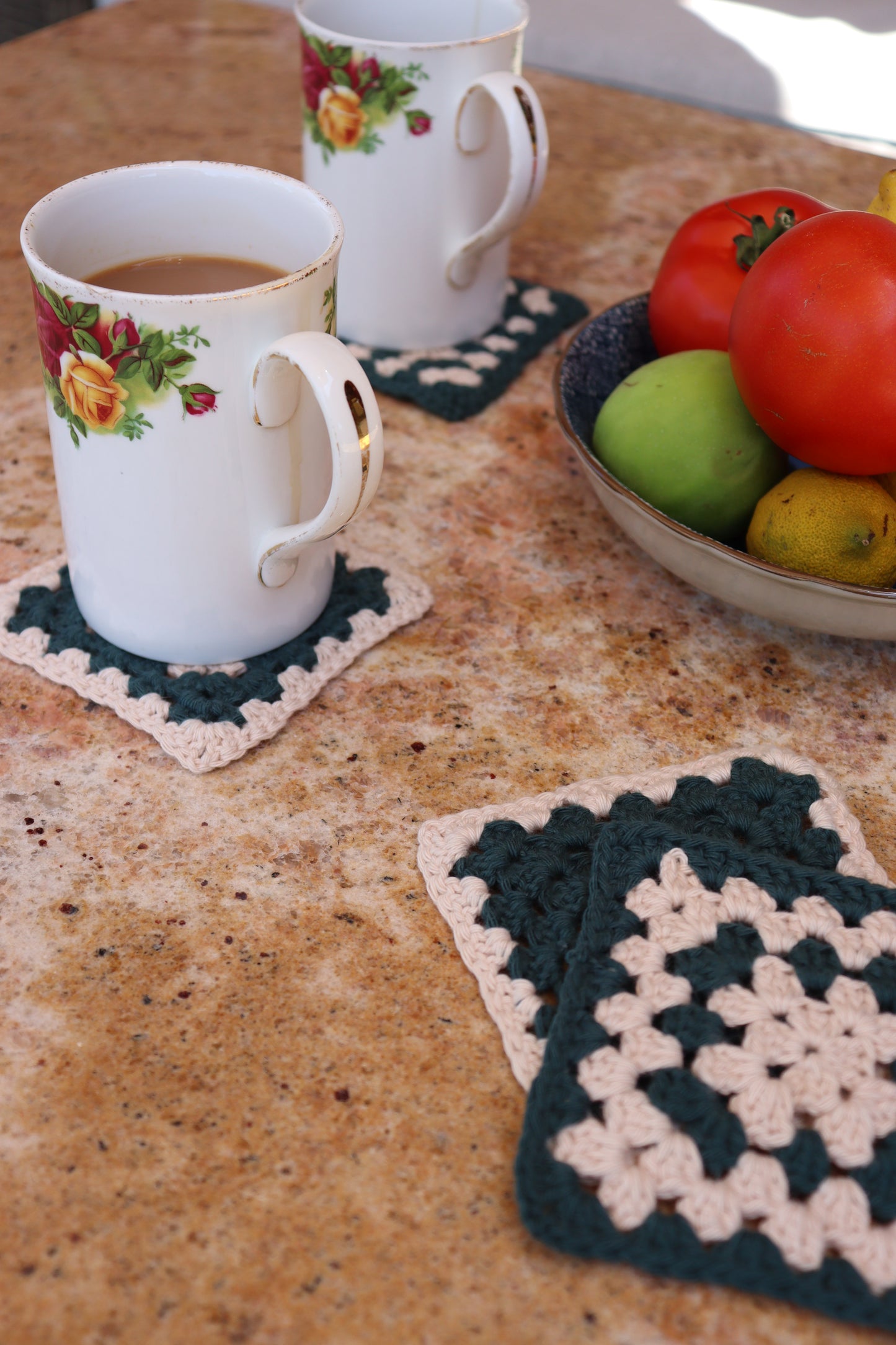 Handmade Coasters  ~ Deep Green
